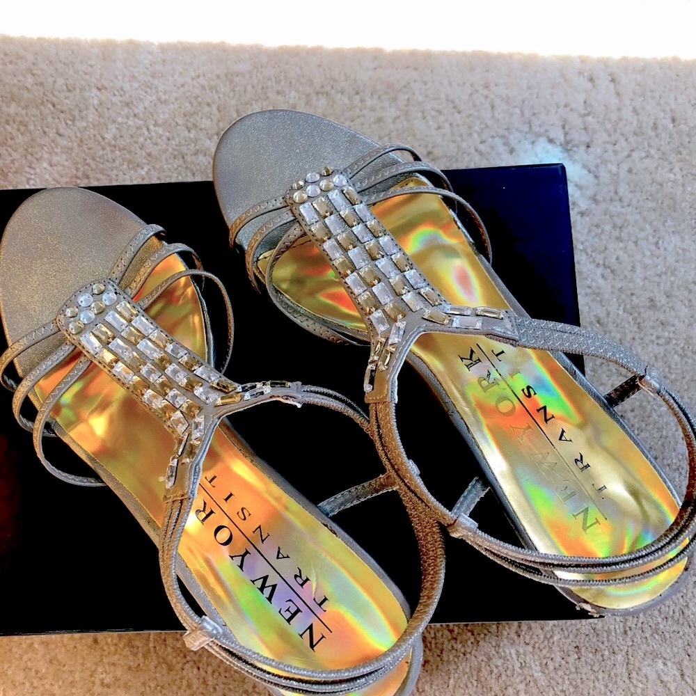 New York Transit Gold/ Silver jeweled sandal